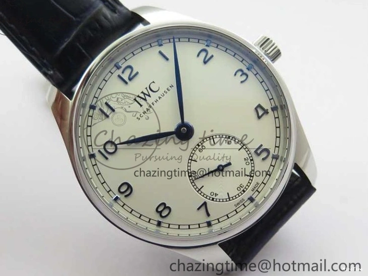 MIROTIME 0409 Packable Portuguese IW358304 ZF 1:1 Best Edition SS White Dial Blue Markers on Leather Strap A 7079